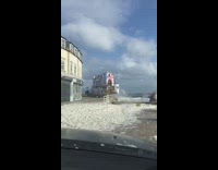 Snow carried by the strong air current shore