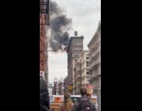 Building rooftop fire in Soho NYC emergency