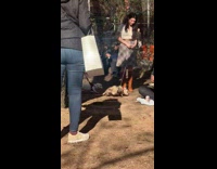 Collab winy - Woman with pet possum interact with dog