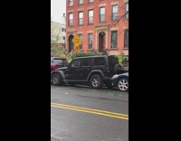 Car Accident with Four Cars Parked in a Row 