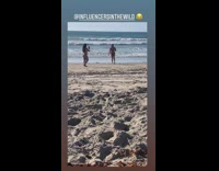 Woman bikini cartwheel split twerk dance beach