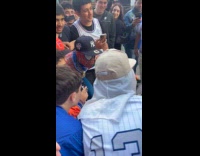 Spiderman interviewed by fans before Knicks game part 1