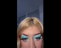 Girl blue eye shadow wants to make mischief 