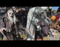 Lots of Halloween animatronics decoration on yard part 2
