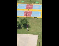 Man workout yoga mat tennis courts music park