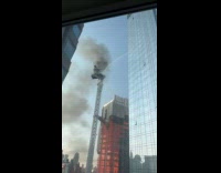 Collab WINY - Firemen putting out fire on burning crane man voice can be heard