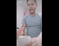 Guy touches hot cup Michael jackson sound