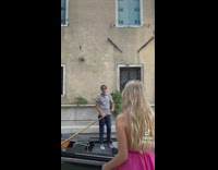 Guy on gondola tells girl to wait for him 