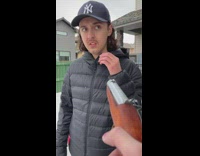 Guy pretends to get killed after saying what song hes listening to 