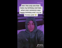 Grey nike sweater girl hates her birthday 