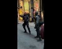 Submitter shows Deadpool and Batman on street