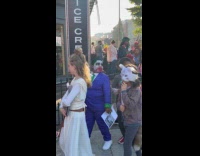 Kids shout after seeing guy with zombie