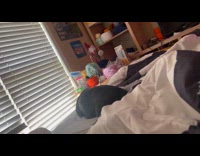 Girl calls dachshund dog on bed to approach