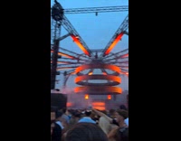 Guy climbing concert stage