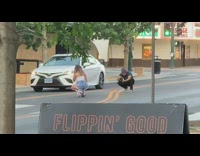 Woman Rollerblade photo shoot middle of the street Part 1
