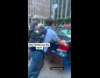 Collab winy - People help to move push car on street