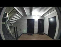 Man in red tracksuit fell down the stairs with trash bag