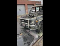 Aftermath of burnt down mercedes g wagon