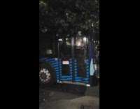 Woman confused bus parked on bus stop