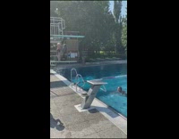 Guy front flip diving board lands back 