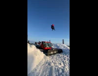 Collab SendItOfficiall - Man on a snow mobile jumps on a ramp over a snowplow truck Part 1