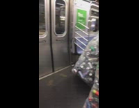 Two large full trash bags subway sign  