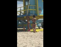 Pink sneakers blue and yellow life guard 