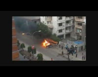 Car street burn and explode gas leak