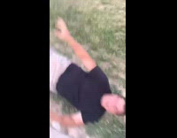 Guy spins around with bat falls fail 