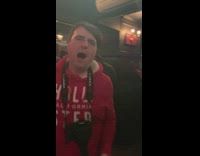 Guy red Hollister jacket does sleep dance in a bar