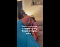 Pet cat slap baby girl different moments