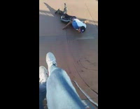 Black Hat Guy Tries To Skateboard On Wooden Half Pipe 