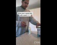 Collab BitchIG2 - Guy cleans up spilled milk powder with card 