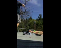 Girl laying on back gets farted on 