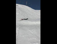 snow boarder lands on back friend filming yells