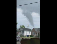 Tornado pass by neighborhood leaf, houses weather