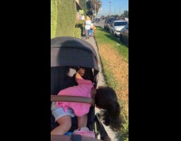 Collab ClipsIG - Kid peeks out stroller to see in front 