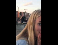 Black dress girl backbend river water sunset 