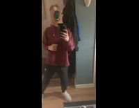 Red sweater brown horse costume mask guy 