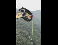 Guy bungee jumps in Nepal