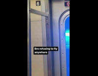 Guy rides on the train alone at subway NY 