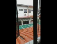 Girl checks weather forecast partly cloudy rain 