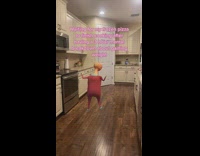 Old man dancing filter in kitchen 