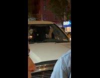 Collab winy - Person inside car use feet wipe windshield