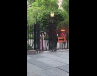Group of people protest march Gramercy Park