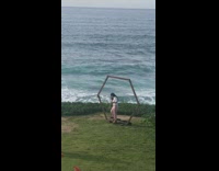 Girl beach grass hexagon wood display