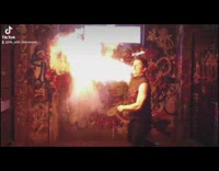 Man shows his fire dance breathe skills on tiktok