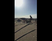 Collab FunBestVids - guy falls off red dirt bike desert