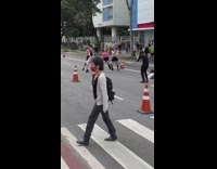 Four women group dance cover at the street