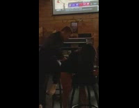 Woman twerks bar stool slap flash music